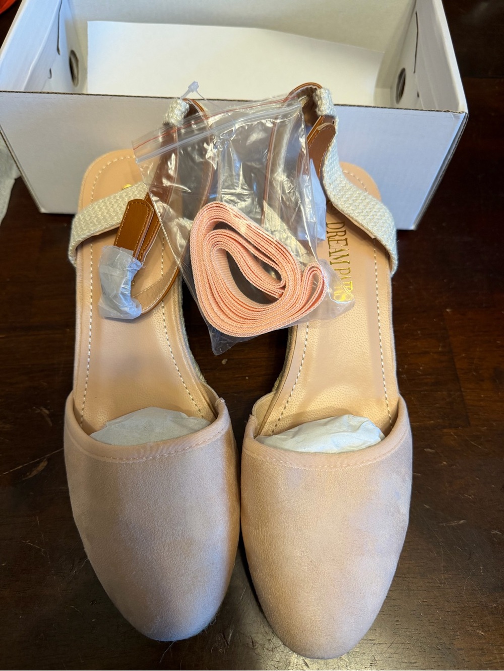 Dream Pairs Blush Pink Suede Slingback Flats with Elastic Strap